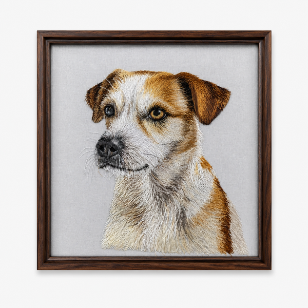 Mini Hand-Embroidered Pet Portrait — Silk Embroidery, 6" | Suxiu Studio